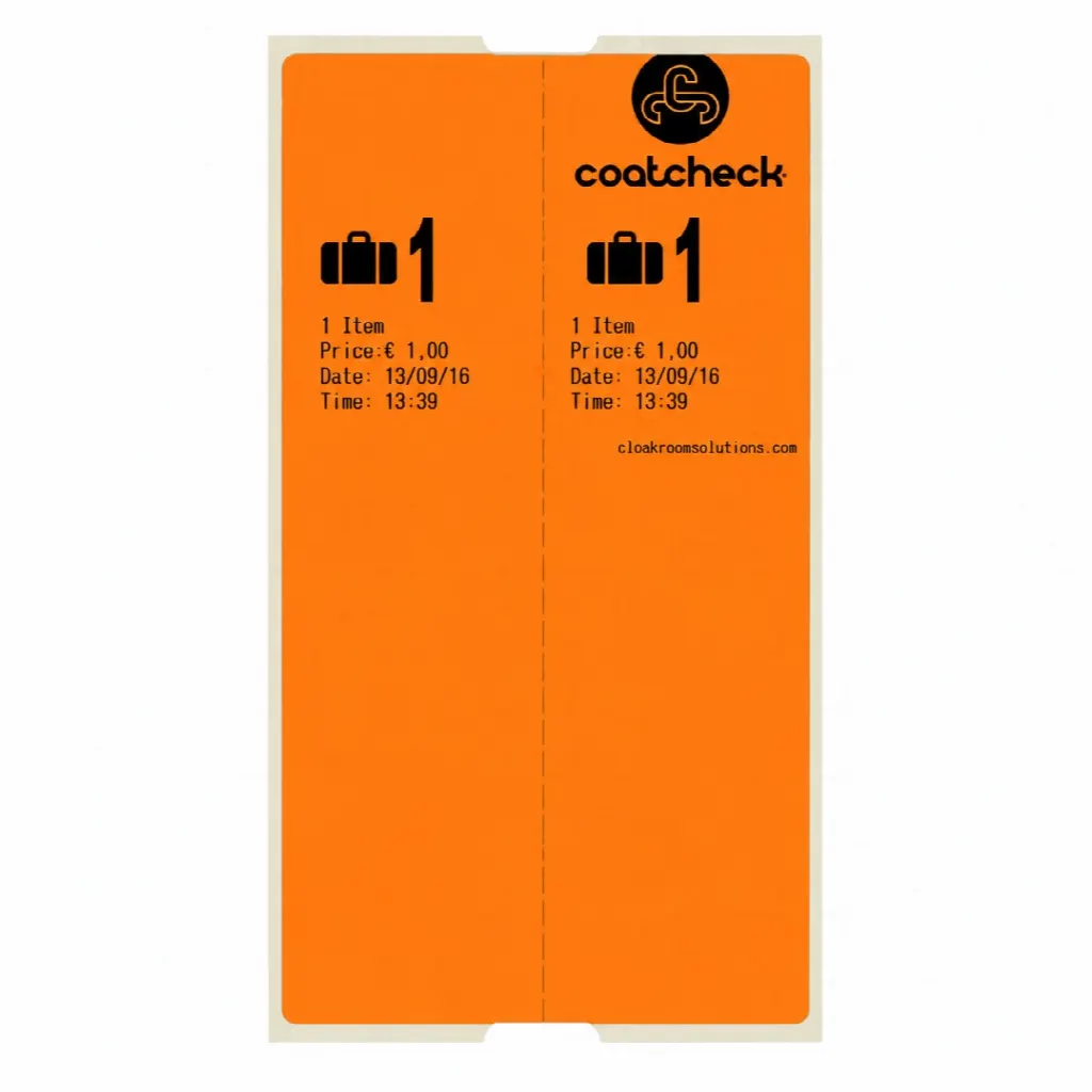 Visačky na zavazadla CoatCheck, 14×160 lístků, oranžové