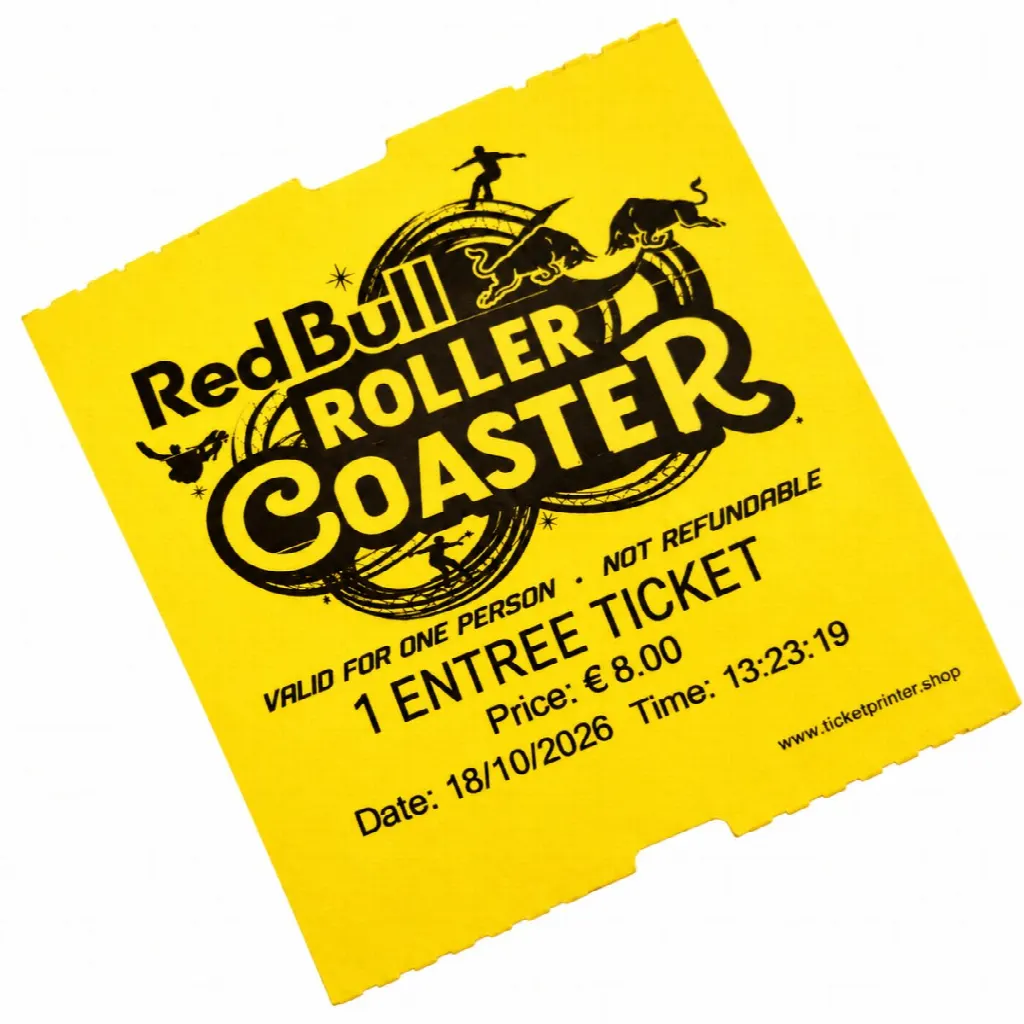 Coatcheck roll, ‘economy’ entrance tickets without control strip, 14 x 550 tickets, yellow