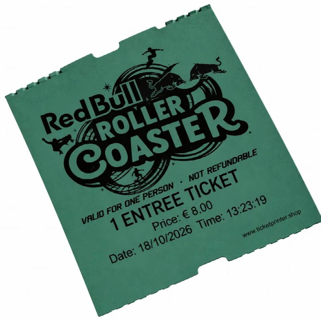 Coatcheck roll, ‘economy’ entrance tickets without control strip, 14 x 550 tickets, dark green