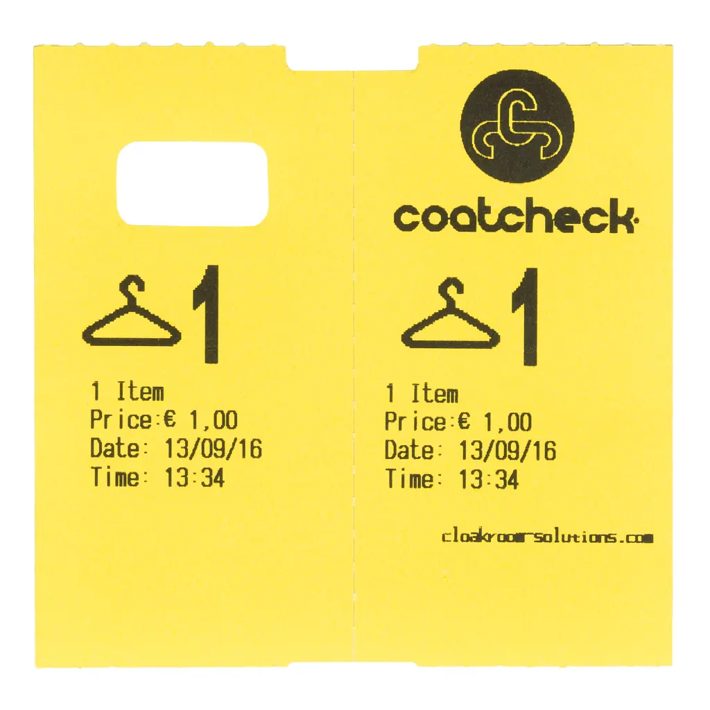 Šatní lístky Coatcheck, 14 rolí x 325 lístků, žluté