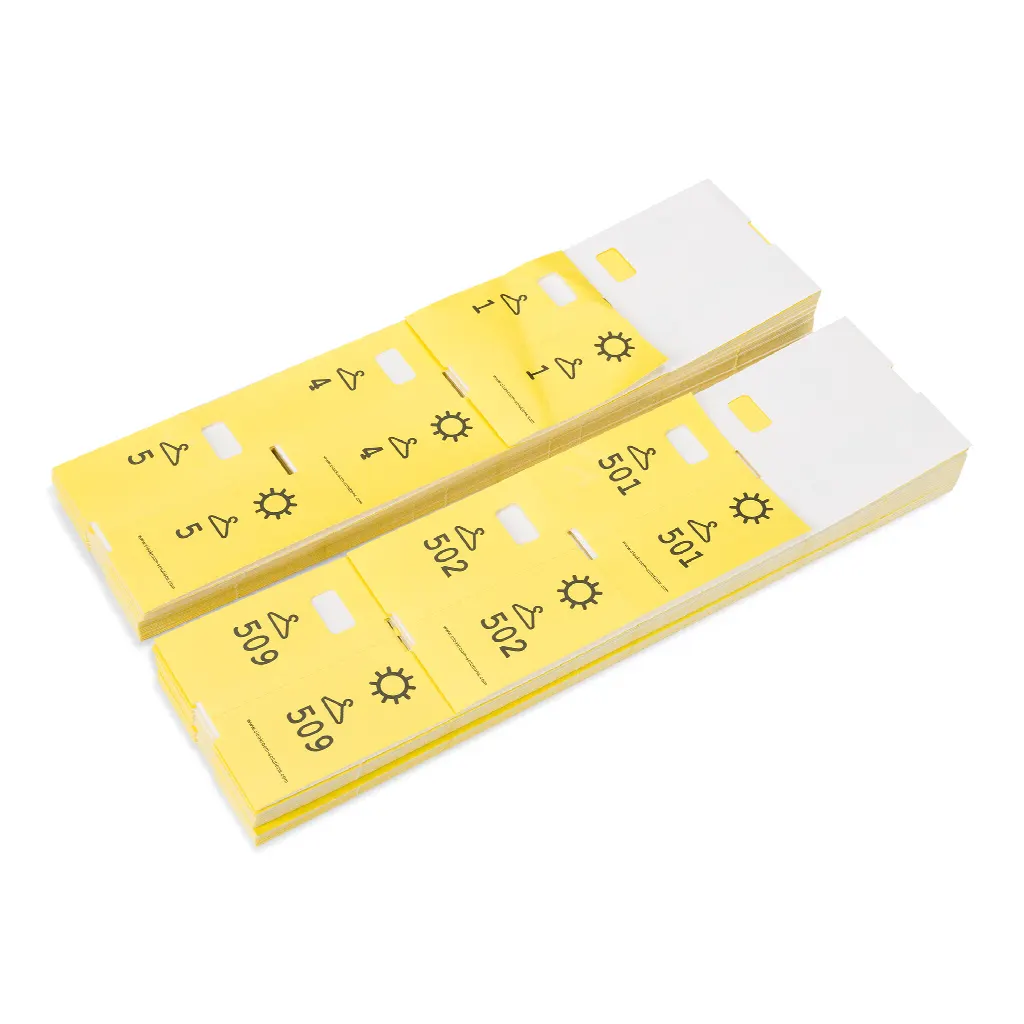 1000 pre-printed cloakroom ticket numbers, yellow