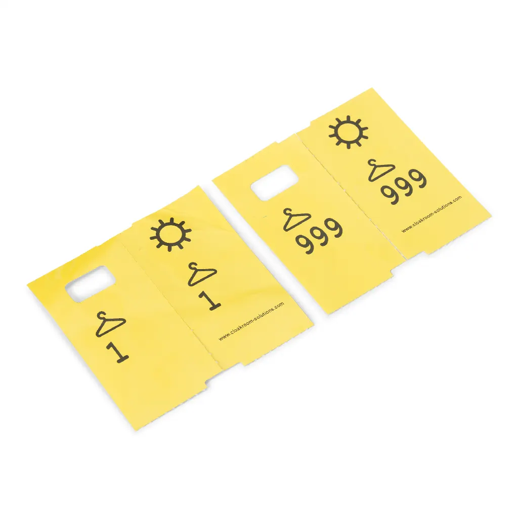 1000 pre-printed cloakroom ticket numbers, yellow