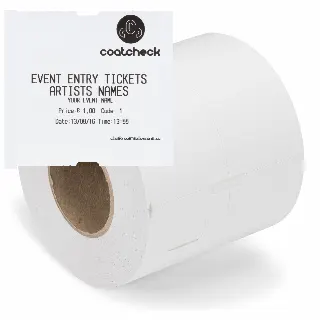 Role CoatCheck, vstupenky „economy“ bez kontrolního ústřižku, 14 x 550 vstupenek, bílé
